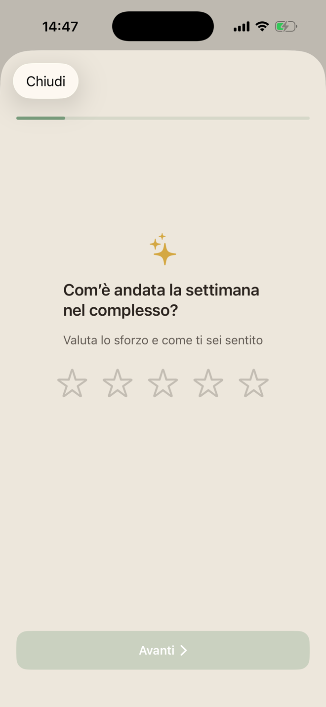 Riflessione settimanale di LiftPal che chiede l’impegno richiesto e le sensazioni della settimana