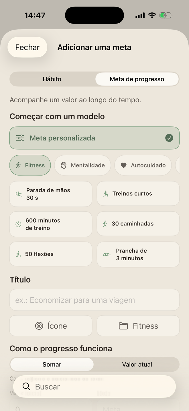 Modelos de metas mensuráveis para estudo, caminhadas, flexões e prancha